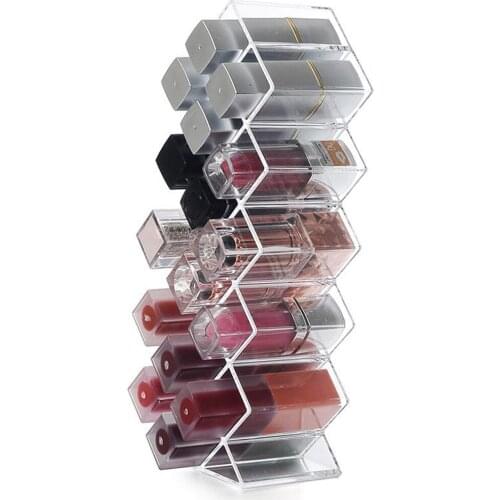 16 Lattice Fish-shaped Acrylic Transparent Makeup Display Rack Lipstick Stand Rack Cosmetic Organizer Holder Box