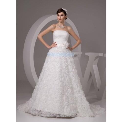Free shipping 2016 new design custommade size bridal gown discount wedding gown elegant handmade flowers lace up wedding dress
