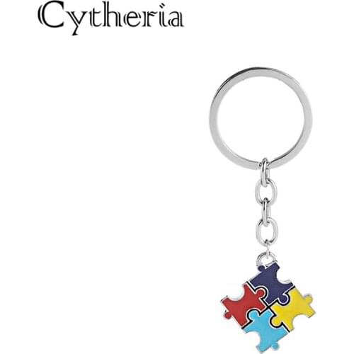 Four color Splice key Ring Holder tricolor Splice Keychain red yellow blue Keyring soul mate sister Gift for best friend