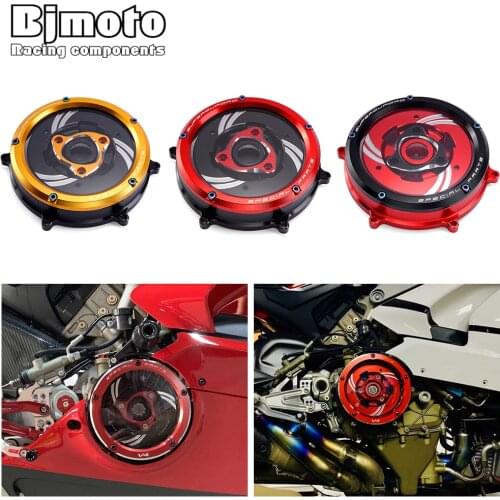 CNC Racing Clear Clutch Cover&Spring Retainer R For Ducati Panigale 1199 1299 959 Motorcycle Accessories