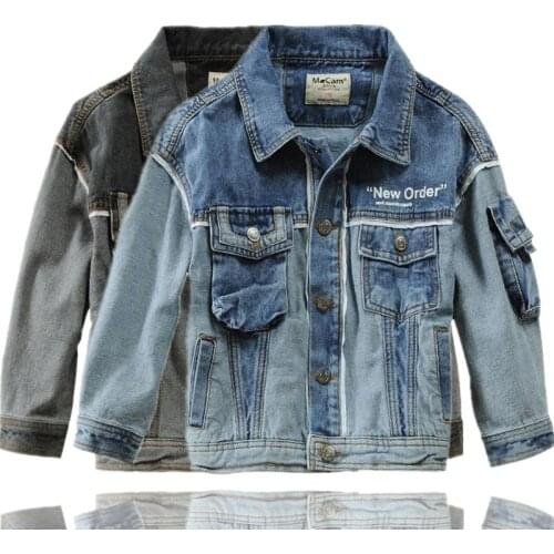 Childrens Denim Jacket 2021 Spring Fashion Kids Cowboy Casual Outwear Coat For Teenager Boys 110-160CM Wear LM008