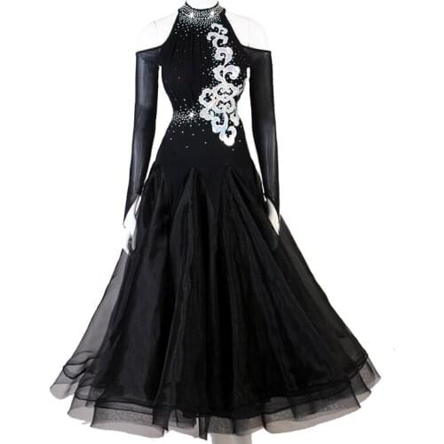 Elegant Ballroom Dance Competition Dresses Women Rhinestone Waltz Standard Dance Performance Clothing Customized Costumes DC3344