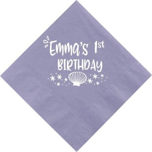 Custom Our Little Mermaid Personalised Birthday Napkins-Mermaid Birthday Napkins,Summer Birthday Napkins,Under the Sea Party