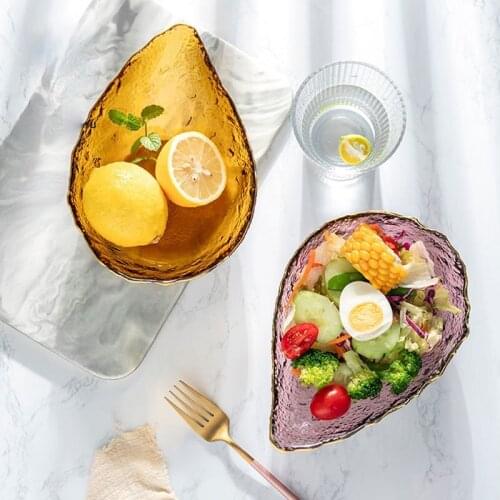 Creative Abstract Water Drop Shape Bowl Drawing Gold Fashion Hammered Fruit Salad Cake Dessert Plate Family Restaurant Tableware