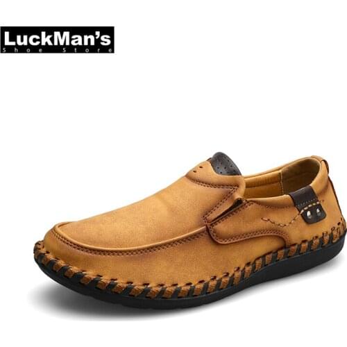 LuckMan New Mens Leather Casual Shoes Moccasins Men Loafers Brand Spring New Fashion Sneakers Male Boat Shoes Zapatos De Hombre