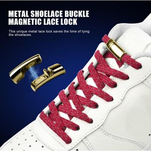 Magnetic Shoelaces Elastic No Tie Shoe Laces Metal Shoelace Buckle Magnetic Lace Lock for No Tie Shoe Laces Kids And Adult Flat