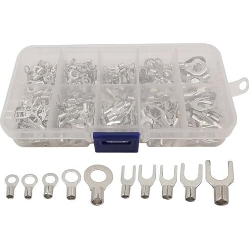 320 Pcs/Box Cold Pressed OR/UT Crimping Terminal Assortment Kit Brass Nose Wiring Crimp Spade Fork Terminal Cable Wire Connector