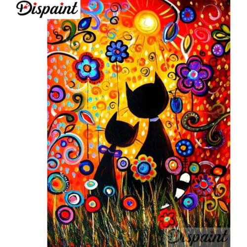 Dispaint Full Square/Round Drill 5D DIY Diamond Painting "Flower cat" Embroidery Cross Stitch 3D Home Decor A10712