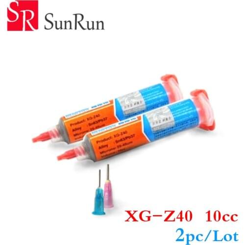 Newest 2Set/Lot 10CC Solder Paste Flux XG-Z40 with 2PCS Free Needle Heads