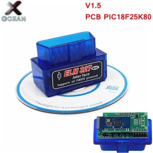 Newest Super Mini ELM327 OBD2 Bluetooth V1.5 Car Diagnostic Tool ELM 327 V1.5 OBD 2 Scanner Work Android Windows 12V Diesel