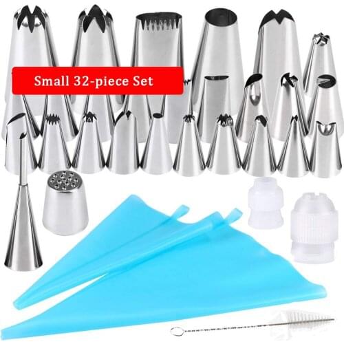 New 32-piece Medium Size Small Stainless Steel Decorating Mouth Bag Combination Cake Cream Mouth Baking Puff Tool