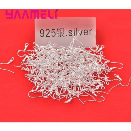 400PCS Wholesale 18mm 925 Sterling Silver Earring French Hooks Beaded Ball Jewelry Accessory Findings Ear Wire Component