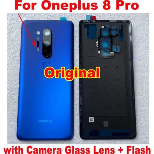Original Best Glass Panel Back Battery Cover Housing Door Rear Case For Oneplus 8 Pro + Camera Lens Frame with Adhesive tape Lid