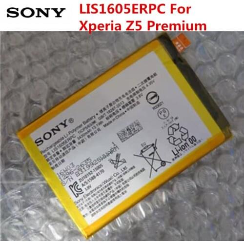 Original Replacement Sony Battery LIS1605ERPC For SONY Xperia Z5 Premium Z5P Dual E6853 E6883 Genuine Phone Battery 3430mAh