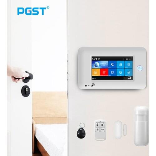 PGST PG106 Wireless Home WiFi GSM Alarm System Security Burglar Alarm with Siren Smoke Detector Sensor APP Control