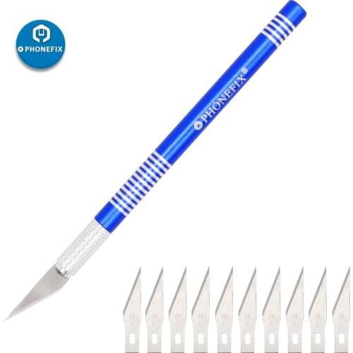 PHONEFIX Engrave Knife Sculpture Kinfe with 10 Blades for Electronics Tool Kit Wood Carve Cutter Scraper Replacement Tool Kit