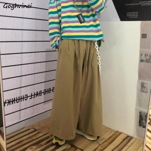 Casual Pants Women Ulzzang Retro Wide Leg Trousers Womens Loose Hip Hop Banded Chic Ins Bottoms Female Fashion Designer Harajuku