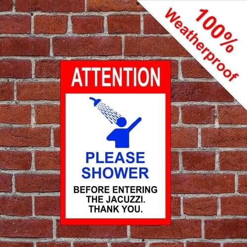 Please Shower Before Entering Jacuzzi PVC Sign Pool Jacuzzi & Hot-tub Notices
