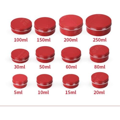 15/30/50/60g empty red round small aluminum box metal tin cans DIY cream refillable jar tea Aluminum Pot empty red containers