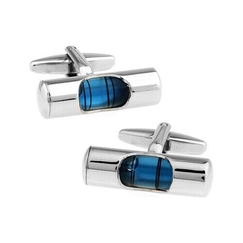 C-MAN Luxury shirt Blue level meter cufflink for mens Brand cuff buttons cuff links High Quality Silvery abotoaduras Jewelry