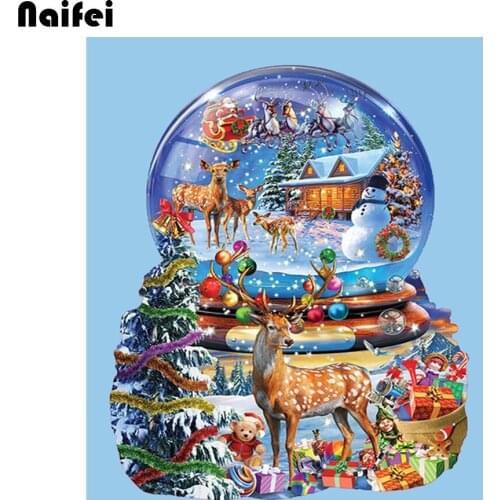 5d Diy Diamond painting cross stitch kits,diamond embroidery deer diamond mosaic painting home decor Christmas snow globe photo