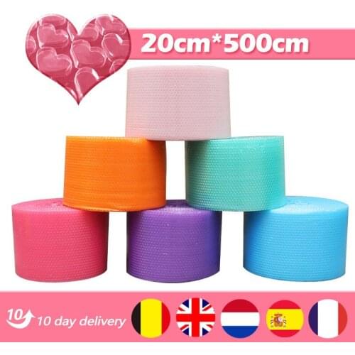 20CMx500CM Pink Heart-shape Mini Air Bubble Roll Party Favors And Gifts Packing Foam Roll Wedding Decoration Shockproof Membrane
