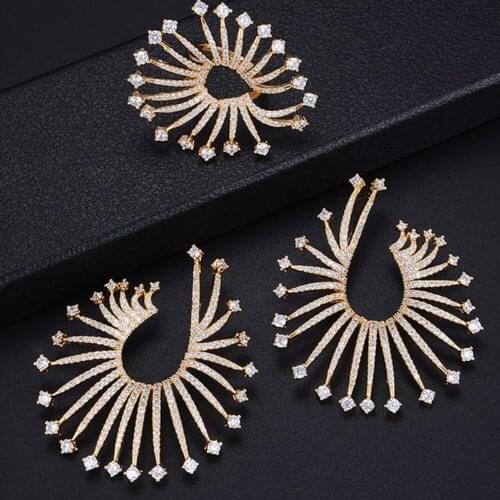 KellyBola Trendy Rose Gold Big Stud Earring for Bridal Wedding Jewelry Luxury Gorgeous Noble Symbol High Level Cubic Zirconia