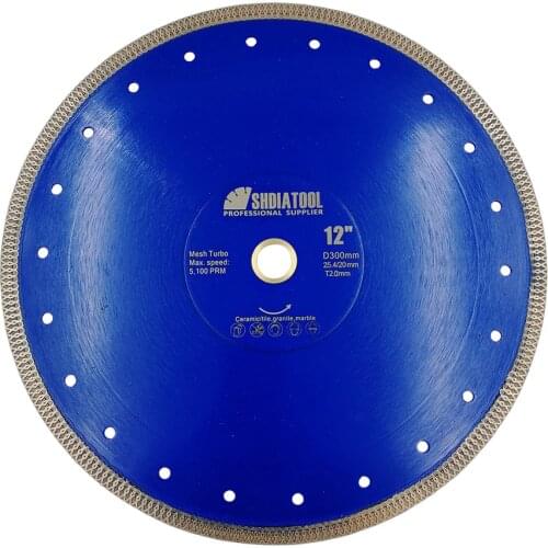 SHDIATOOL 1pc Dia 12"/300mm Hot pressed sintered X Mesh Turbo Diamond Saw blade circular Wheel Marble Tile Ceramic Cutting Disc