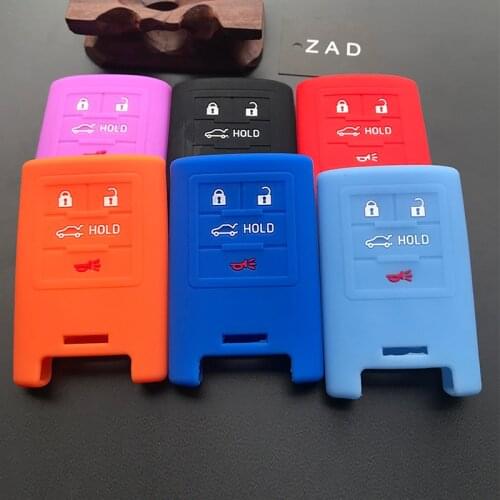 ZAD silicone car key cover case for Cadillac SRX SLS CTS XTS ATS Seville SUV 6 buttons rubber key case shell