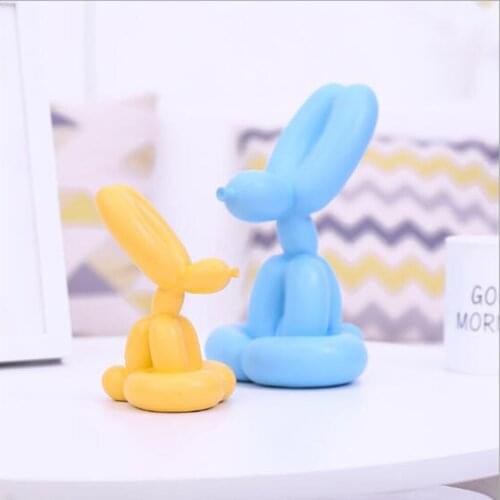 Balloon Animal Sculpture Resin Rabbit Figurine Mini Resin Art Statue Desktop Ornament-S/M/L