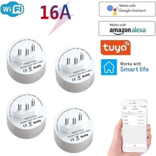 WiFi Smart Plug 16A Brazilian Socket Tuya Smart Life APP Work With Alexa Google Home Assistant Voice Control Power Monitor Timin