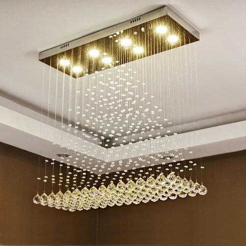 100CM Modern LED Cystal Ball Hanging Wire Square Pendant Light Fixture Rain Drop Curtain Chandelier Ceiling Lamp Lighting