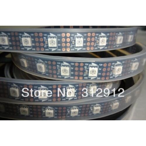 5m DC12V INK1003 led pixel strip,IP68,60pcs 1002led(5050 RGB with INK1003 IC)/M with 60pixels;BLACK PCB, in silicon tube