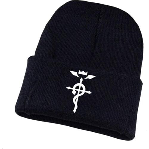 Anime Fullmetal Alchemist Knitted Hat Cosplay Hat Unisex Print Adult Casual Cotton Hat Teenagers Winter Knitted Cap