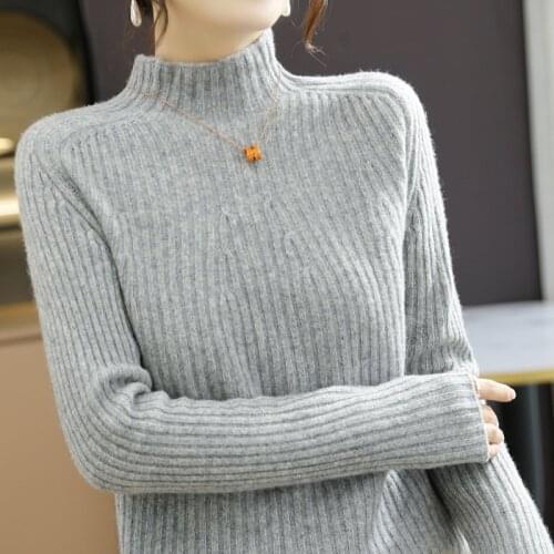 Strip Drawing Thickened Sweater Hot Sale 2021 New Autumn And Winter 100% Pure Wool Knitted Jumpers Standard Cashmere Knitwear