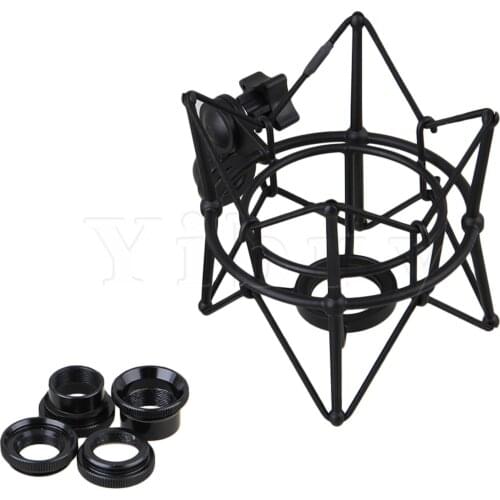 Yibuy Metal Large Size Cylindrical Shape Black Microphone Spider Shockmount for Newman U87 Micropone