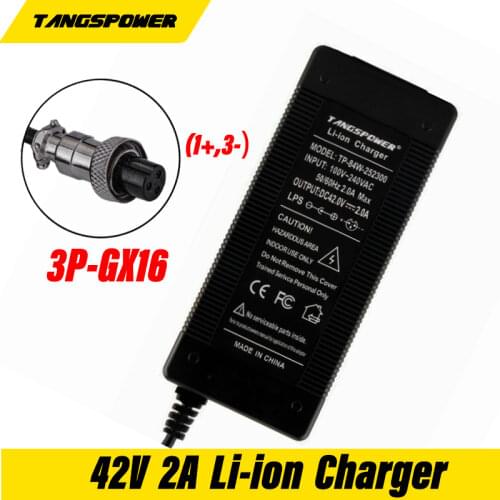 10S 42V 2A Lithium Battery Electric Bicycle Charger for 36V 3Pin GX16Connector