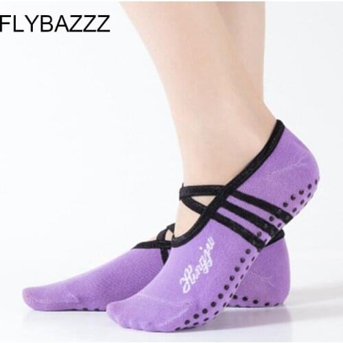 Women Round Head Backless Cotton Yoga Socks Non-Slip Bandage Sports Socks Ventilation Pilates Ballet Socks Dance Sock Slippers