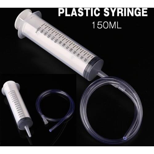 1pc 150ml Clear Measuring Syringe Large Plastic Reusable Clear Syring With 70cm Tube Hydroponics Nutrient Measuring