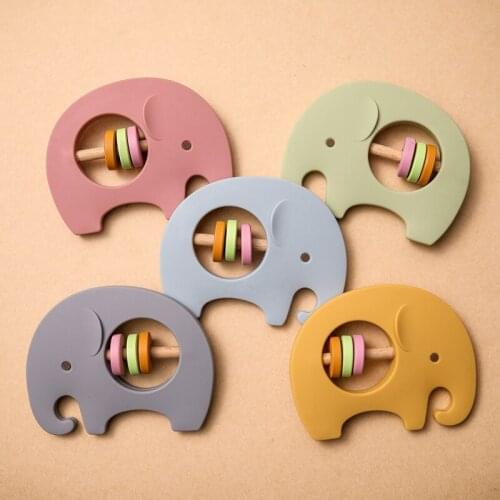 1PC Baby Rattle Silicon Cartoon Elephant Shape Color Teething NO BPA Children Molar Toy Play Gym Silicone Brain Game