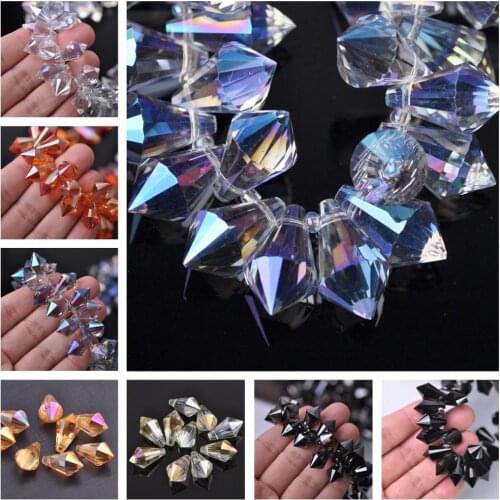 10pcs 11x20mm Teardrop Bicone Prism Faceted Crystal Glass Loose Crafts Pendants Beads for Jewelry Making DIY