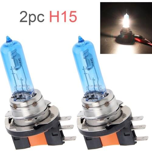 2pcs 12V H15 15 / 55W 6000K White Light Super Bright Car Halogen Lamp Auto Front Headlight Fog Bulb