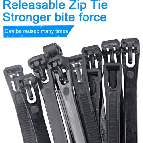 20PCS retractable nylon cable tie reusable self-locking plastic fixed black nylon cable tie packaging plastic zipper cable tie