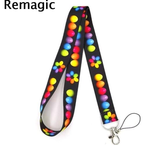 20pcs Easter Colorful Eggs Lanyard for Keys Phone Cool Neck Strap Lanyard for Camera Whistle ID Badge Cute webbings ribbons Gift
