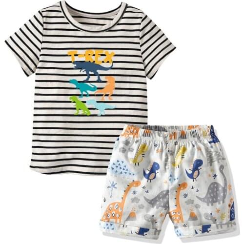 2020 Summer Toddler Boy Clothes Kids Boys Clothing Cotton Top and Shorts Cartoon Printing Top Outfits Children Clothes