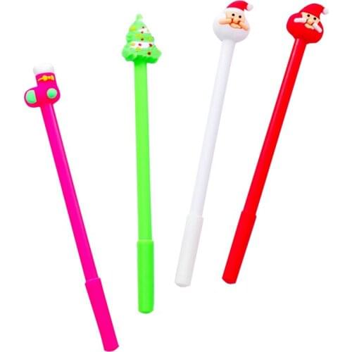 4pc/lot Creative Santa Claus Christmas Tree Gel Pen 0.5mm Neutral pen childrens kawaii School write Party Supplies random style