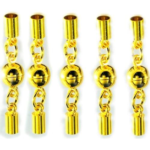 5pcs/Lot Gold Round Gear-Shaped Magnet Buckle Inner diameter 3mm bracelet necklace connection body jewelry accessories