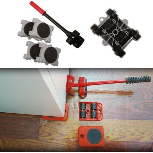 8pcs Furniture Mover Tool Set Transport Shifter Lifter Wheels Heavy Stuffs Moving Kit Wheeled Roller Bar