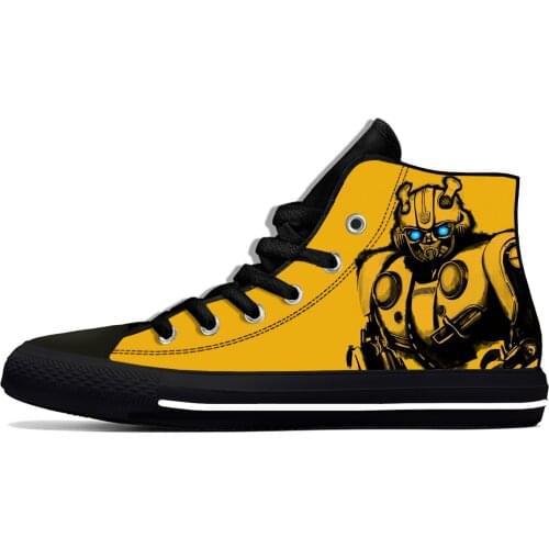 Anime Cartoon Movie Bumblebee Transformer Funny Casual Cloth Shoes High Top Lightweight Breathable 3D Print Men Women Sneakers