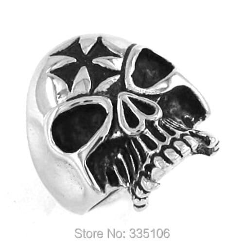 Free shipping! Cross Skull Ring Stainless Steel Jewelry Gothic Motor Biker Ring SWR0190